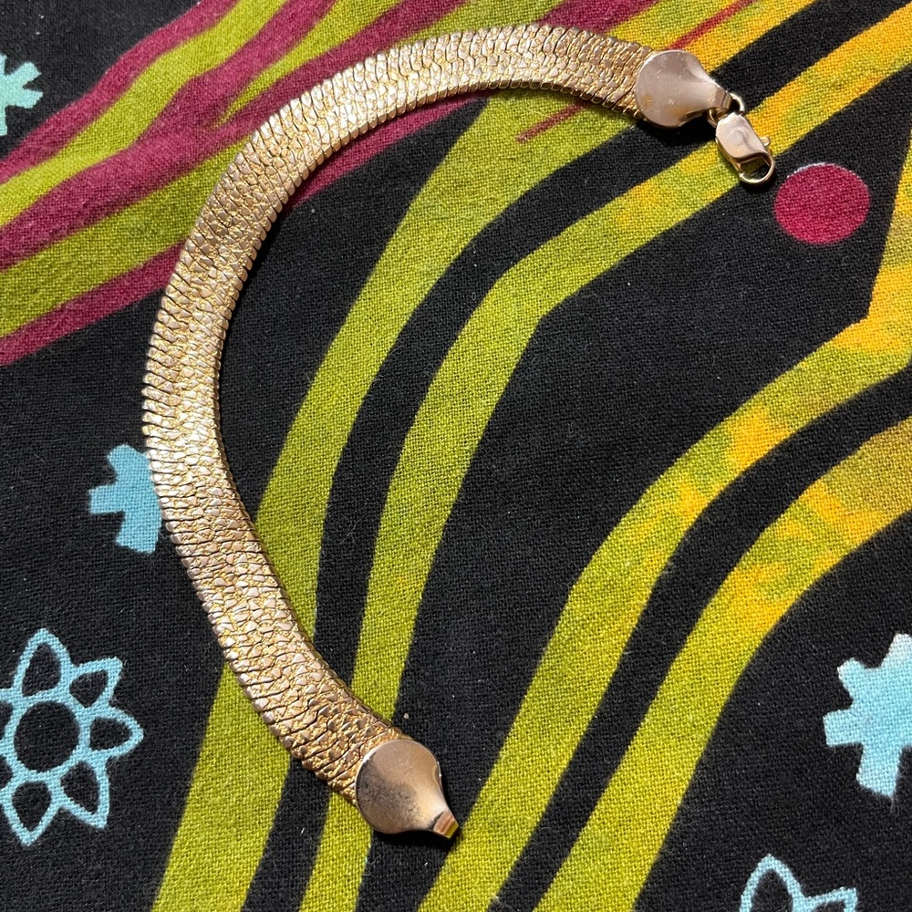 Vintage Two-Tone Woven Metal Textured Costume Jewelry Bracelet
